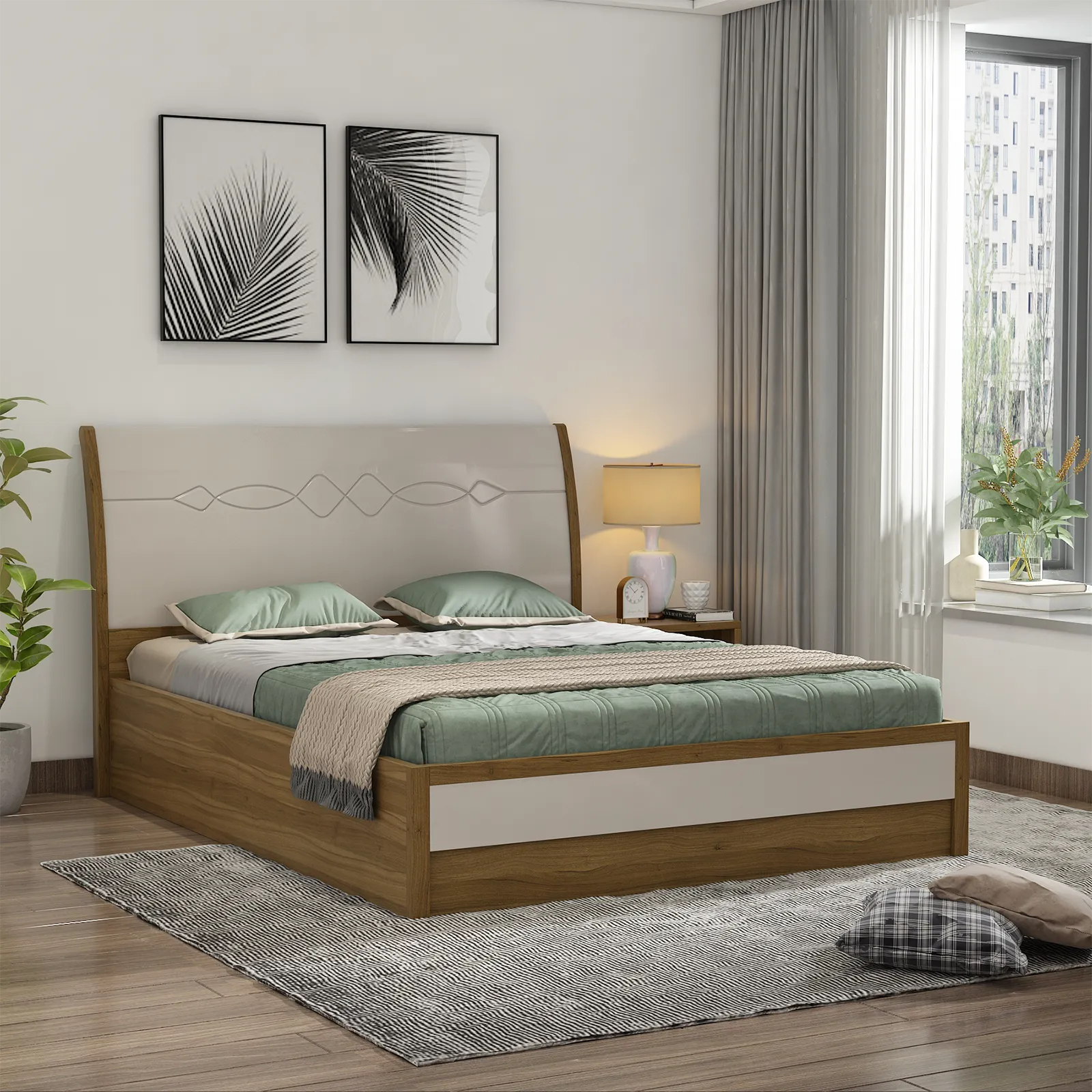 Pearl V2 Queen Bed With 3/4th Lifton- Ceramic High Gloss